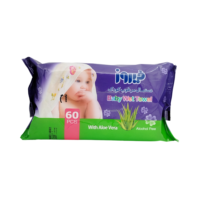 دستمال مرطوب کودک حاوی آلوئه ورا فیروز60 برگ