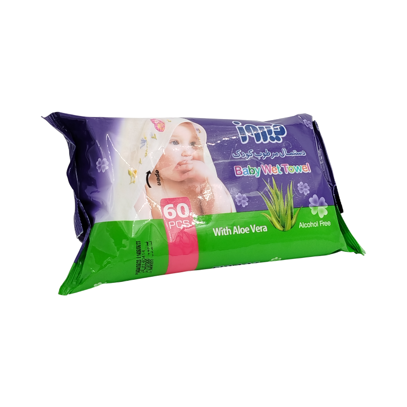 دستمال مرطوب کودک حاوی آلوئه ورا فیروز60 برگ