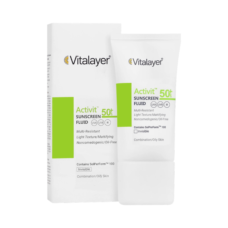 فلوئید ضد آفتاب اکتی ویت ویتالیر SPF50 پوست چرب (بی رنگ) 